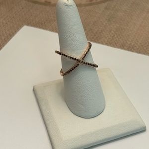 14K ROSE GOLD & BLACK DIAMOND X RING